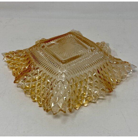 Indiana Glass Raised Diamond Point Ruffled Sawtooth Edge Candy Nut Dish - Picture 4 of 9